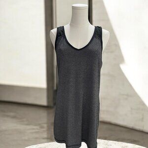 Lululemon Black Gray Mesh Back Tank‎ Top Athleisure Workout Running Yoga Long